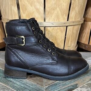 Clarks Swansea Ledge Brown Leather Waterproof Combat Ankle Boots Womens Size 9